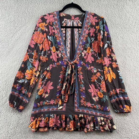 Free People Violet Hill printed tunic boho mini dress size 2 - Picture 2 of 11